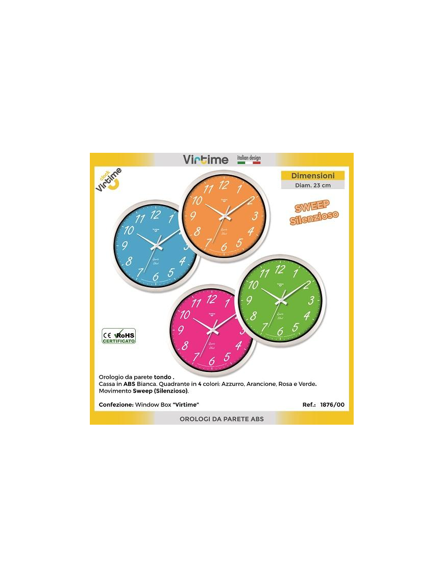 OROLOGIO PARETE ABS DIAMETRO 23 CENTIMETRI