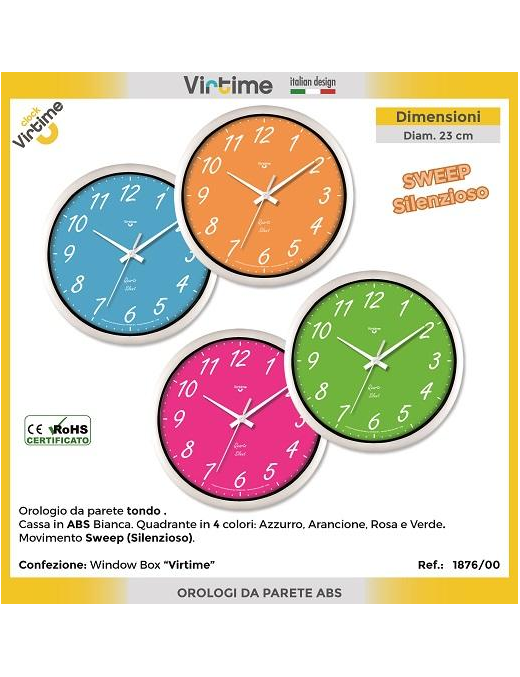 OROLOGIO PARETE ABS DIAMETRO 23 CENTIMETRI