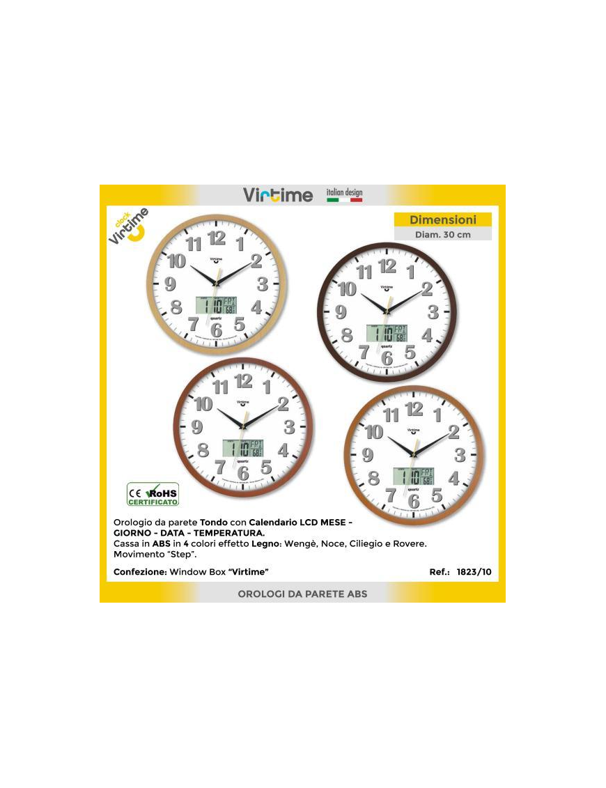 OROLOGIO PARETE ABS DIAMETRO 30 CENTIMETRI