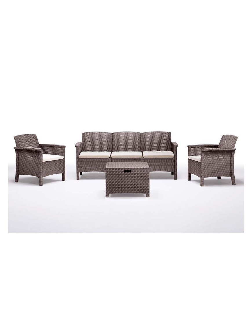 LINEA RATTAN TORTORA SET VENEZIA 3, 2 POLTRONE, 1 SOFA 3 POSTI E TAVOLINO