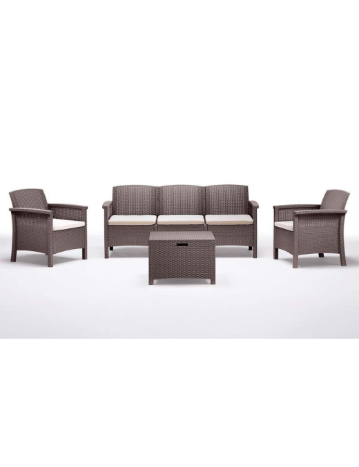 LINEA RATTAN TORTORA SET VENEZIA 3, 2 POLTRONE, 1 SOFA 3 POSTI E TAVOLINO