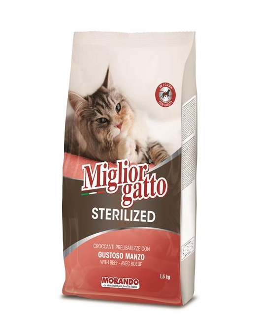 MIGLIOR GATTO STERILIZED CROCCHETTE MANZO GUSTOSO 1,5kg