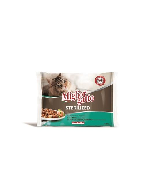 MIGLIOR GATTO STERILIZED BOCCONCINI PESCE in GELATINA 85g X4confezioni monodose