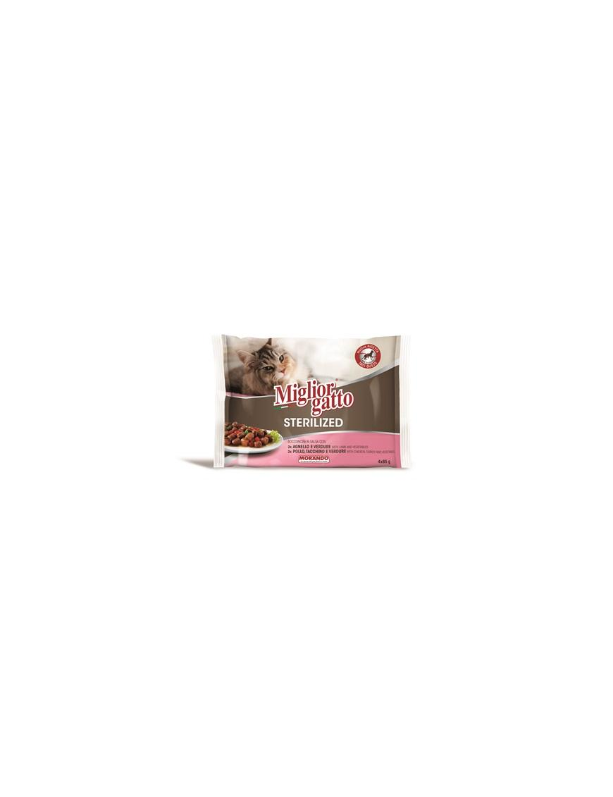 MIGLIOR GATTO STERILIZED BOCCONCINI CARNE SALSA 85g X4confezioni monodose