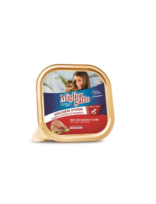 MIGLIOR GATTO VASCHETTA MANZO+CUORE 100gr
