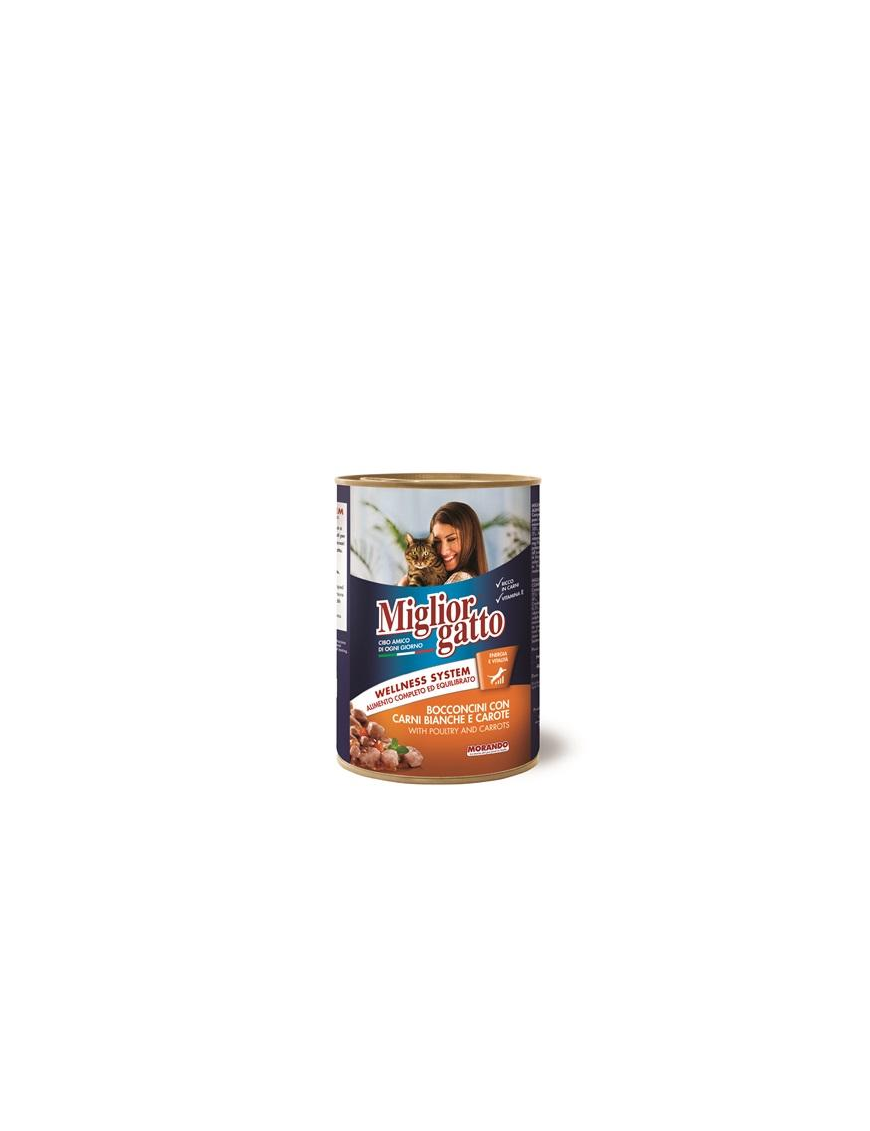 MIGLIOR GATTO BOCCONCINI 405g CARNI BIANCHE E CAROTE