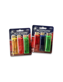 TRANSPARENT LIGHTERS 3 pieces ASSORTED COLORS