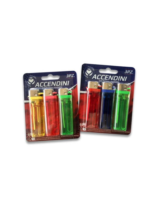 TRANSPARENT LIGHTERS 3 pieces ASSORTED COLORS