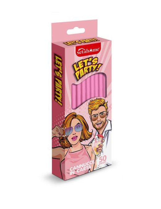 PINK PAPER STRAWS 50 pieces