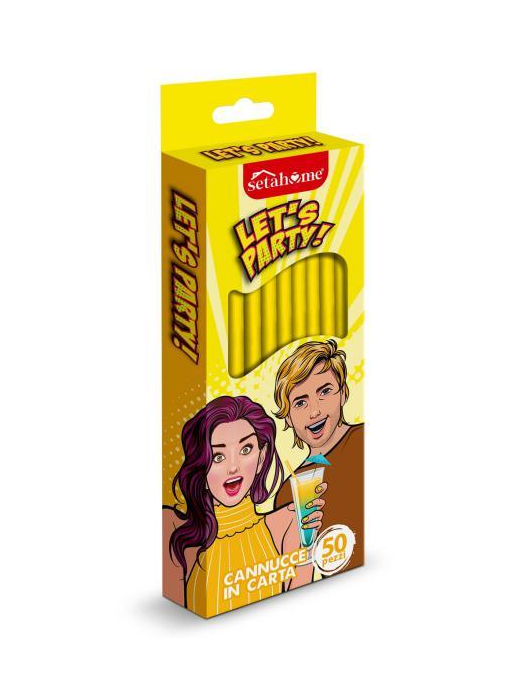 YELLOW PAPER STRAWS 50 pieces