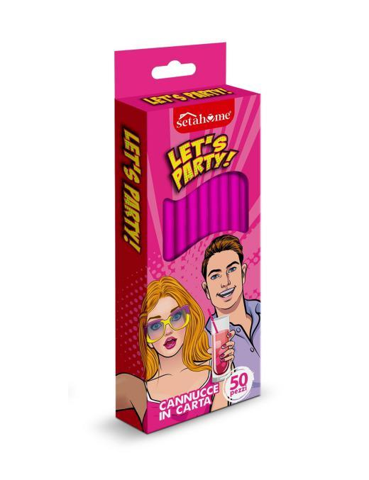 FUCHSIA PAPER STRAWS 50 pieces