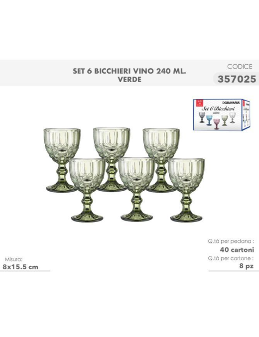 VERDE CALICI VINO 6 PEZZI