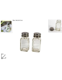 SALT/PEPPER 2 PIECES 4x9.5 CENTIMETERS IN GLASS