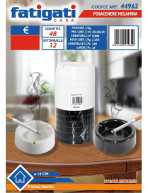 MELAMINE ASHTRAY 10cm WHITE/BLACK