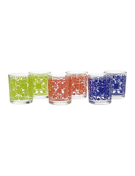 COLORED WATER GLASSES 6 pieces