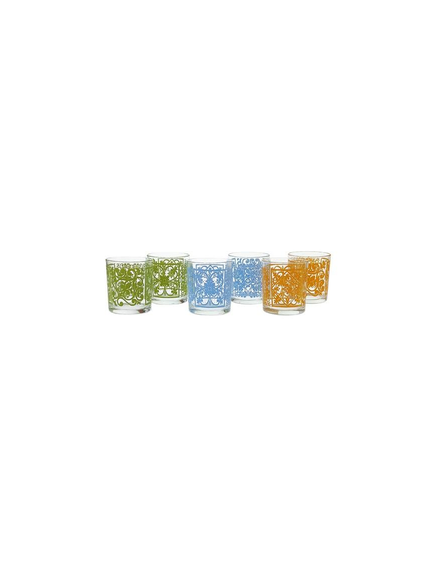 COLORED WATER GLASSES 6 pieces