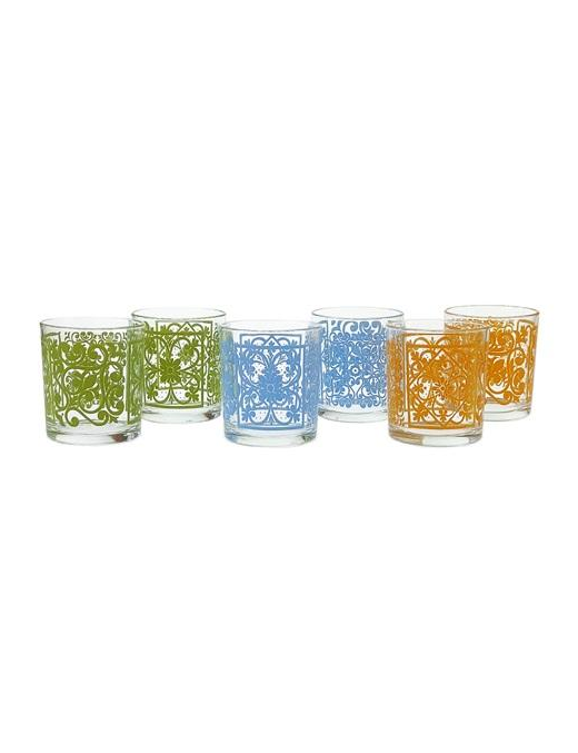 COLORED WATER GLASSES 6 pieces