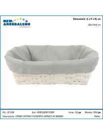 LINED WHITE RECTANGULARANGULAR BASKET 25x19cm