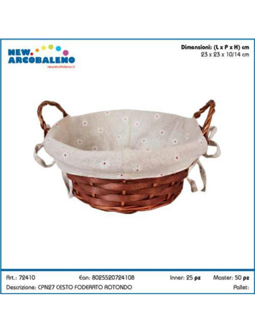 CESTINO FODERATO NOCE TONDO 23cm