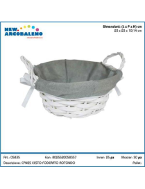 ROUND WHITE LINED BASKET 23cm
