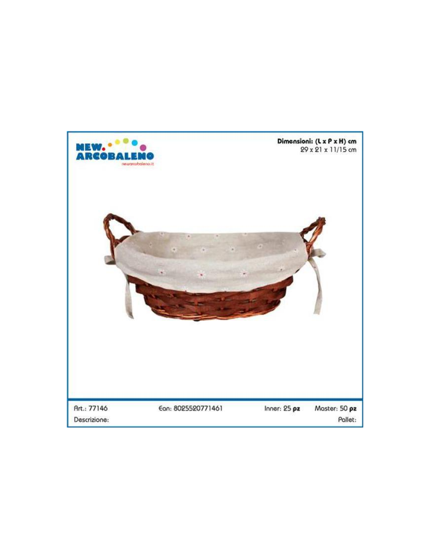 CESTINO FODERATO NOCE OVALE 29x21cm