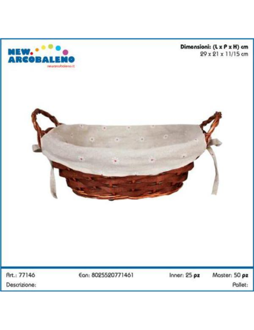 CESTINO FODERATO NOCE OVALE 29x21cm