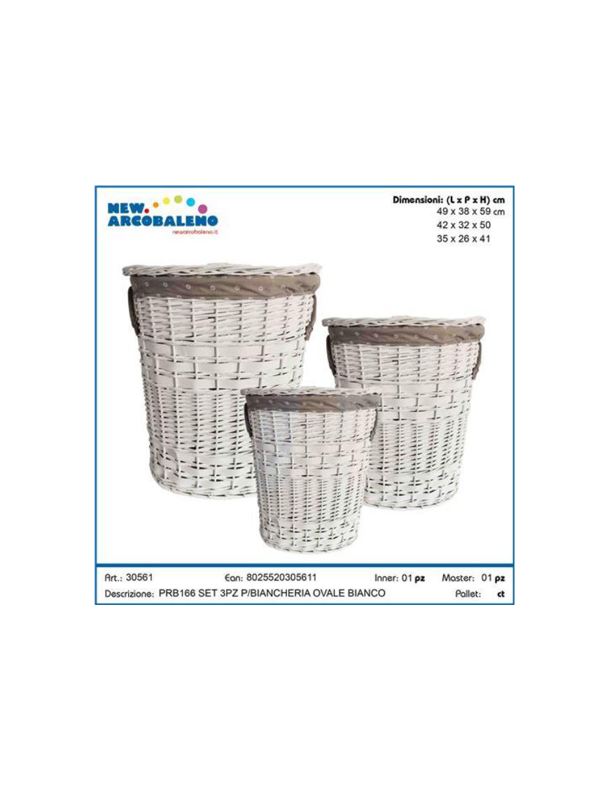 WHITE OVAL LAUNDRY HOLDER 3 pieces