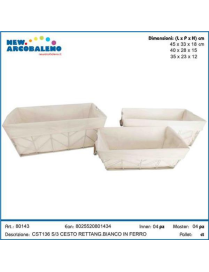 RECTANGULAR CORNER WHITE IRON BASKET 3 pieces