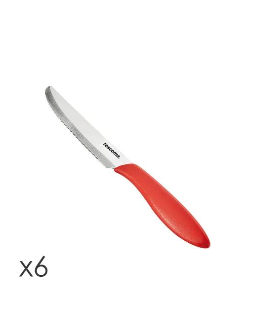 PRESTO COLTELLO TAVOLA 12 CENTIMETRI 6 PEZZI ROSSO