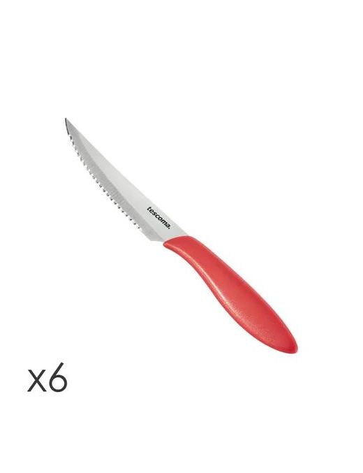 PRESTO COLTELLO BISTECCA 12 CENTIMETRI 6 PEZZI ROSSO