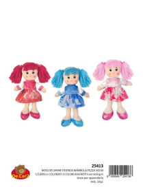 BAMBOLA PEZZA 30 CM CAPELLI COLOR