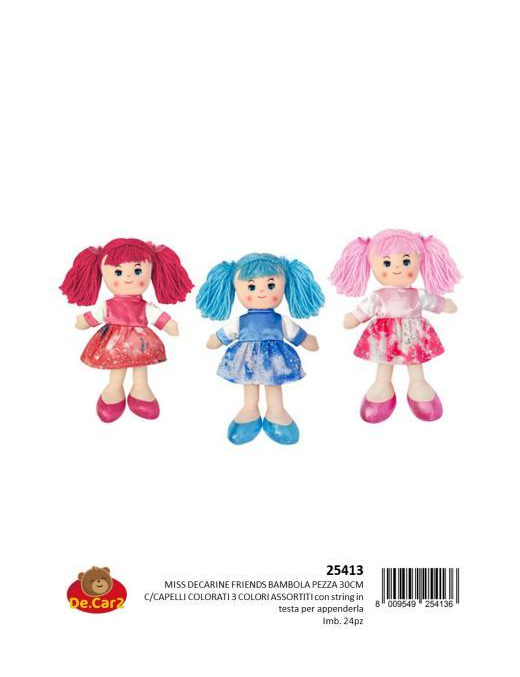 PIECE DOLL 30 CM COLORED HAIR