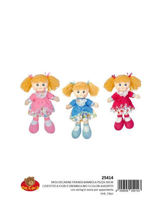 BAMBOLA PEZZA 30 CM ABITO FIORI+ GREMBIULE