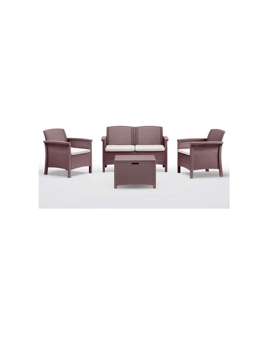 LINEA RATTAN MARRONE SET SOFA VENEZIA 2, 2 POLTRONE, 1 SOFA 2 POSTI E TAVOLINO