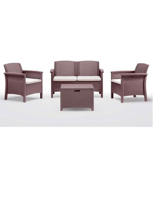 LINEA RATTAN MARRONE SET SOFA VENEZIA 2, 2 POLTRONE, 1 SOFA 2 POSTI E TAVOLINO