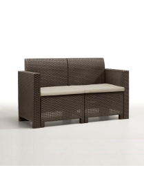 LINEA RATTAN MARRONE SET SOFA NEBRASKA 2, 2 POLTRONE, 1 SOFA 2 POSTI E TAVOLINO