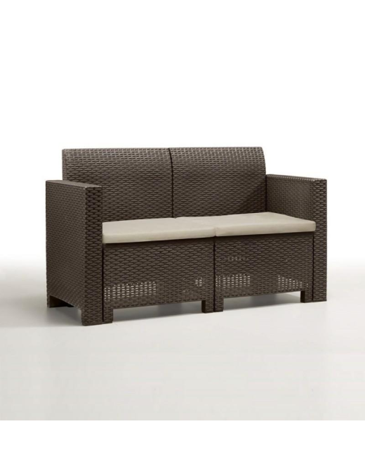LINEA RATTAN MARRONE SET SOFA NEBRASKA 2, 2 POLTRONE, 1 SOFA 2 POSTI E TAVOLINO