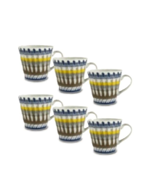 SET OF 6 APULIA PORCELAIN CUPS WITHOUT BLUE SAUCER