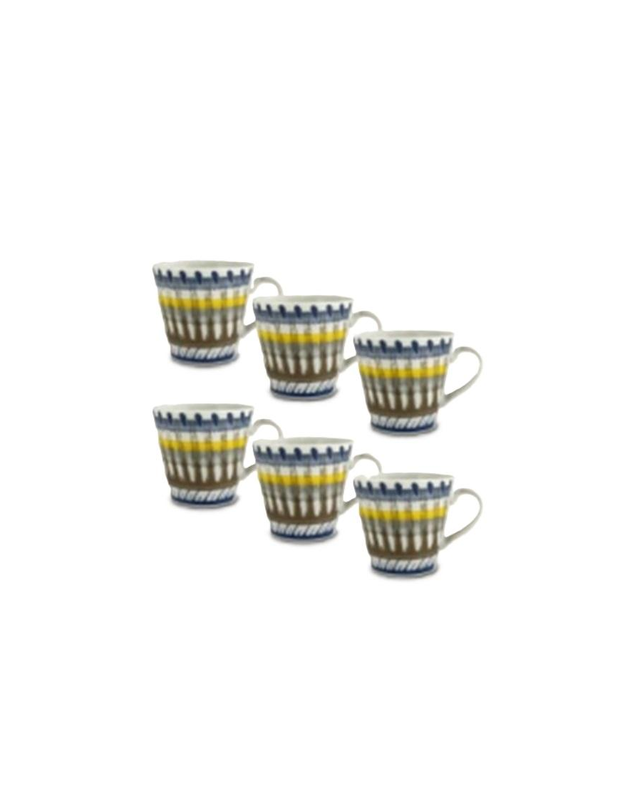 SET OF 6 APULIA PORCELAIN CUPS WITHOUT BLUE SAUCER