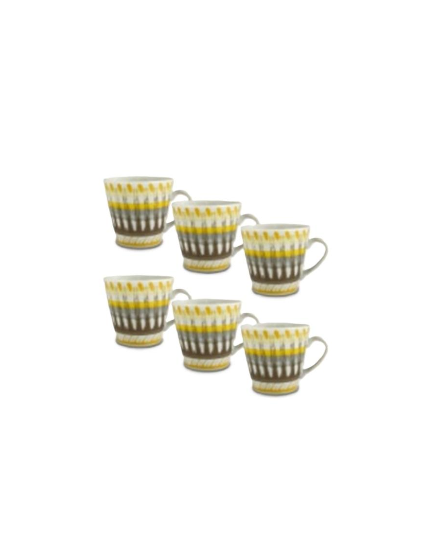 SET OF 6 APULIA PORCELAIN CUPS WITHOUT YELLOW SAUCER