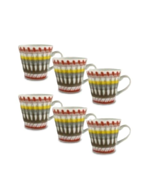 SET OF 6 APULIA PORCELAIN CUPS WITHOUT RED SAUCER