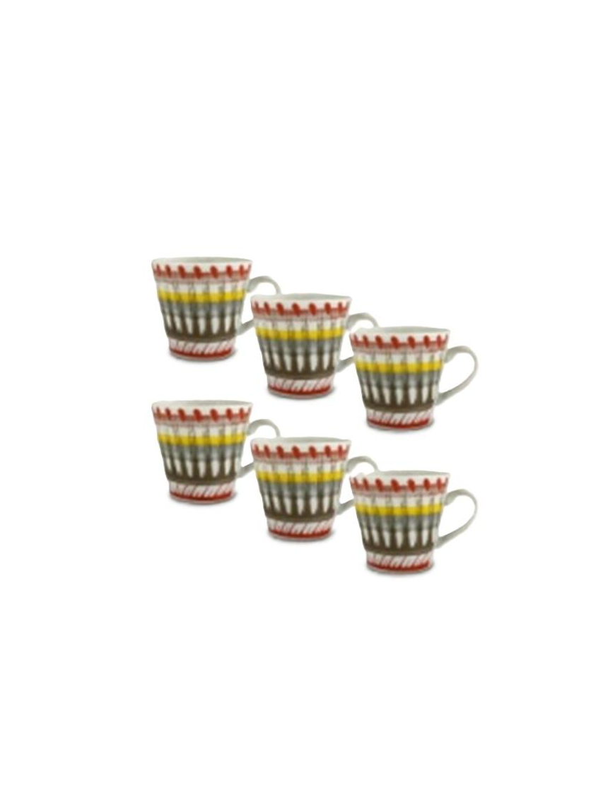 SET OF 6 APULIA PORCELAIN CUPS WITHOUT RED SAUCER