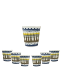 SET OF 6 APULIA RAGGIO COFFEE GLASSES IN BLUE PORCELAIN