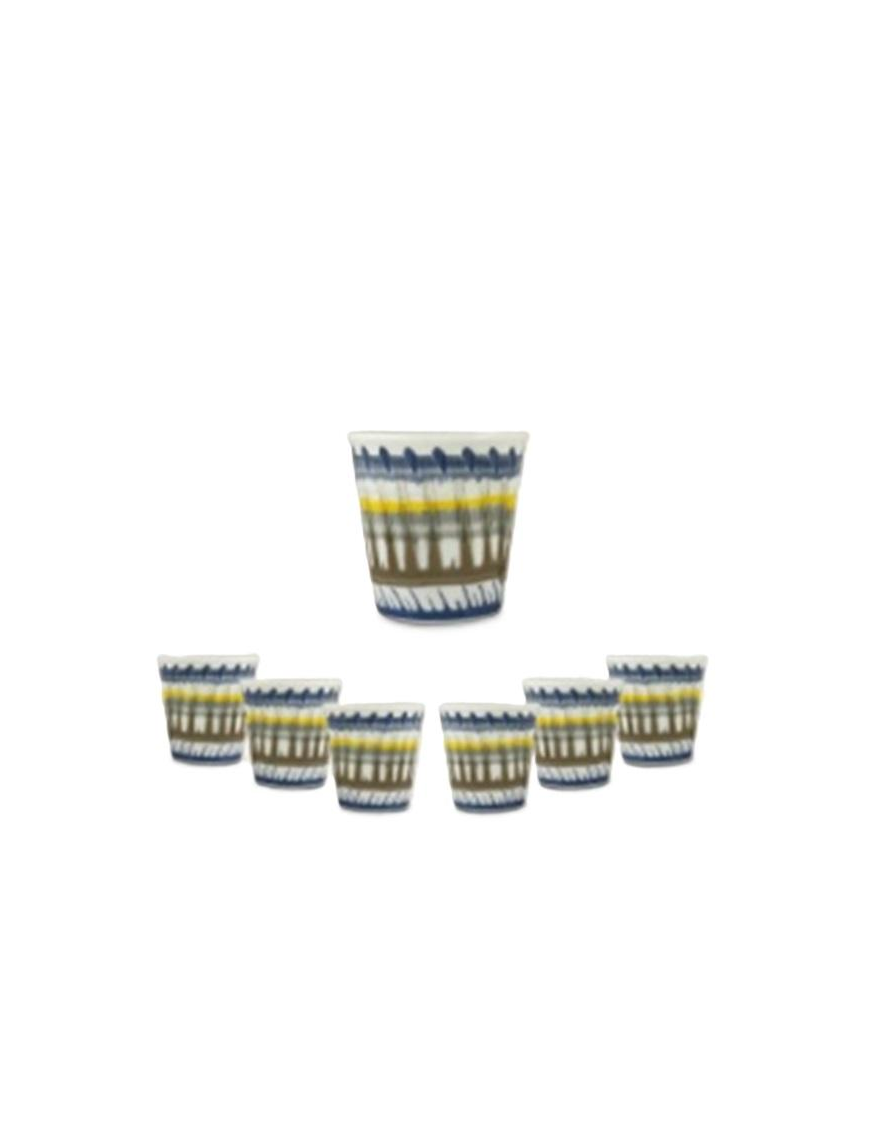 SET OF 6 APULIA RAGGIO COFFEE GLASSES IN BLUE PORCELAIN