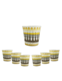 SET OF 6 APULIA RAGGIO COFFEE GLASSES IN YELLOW PORCELAIN