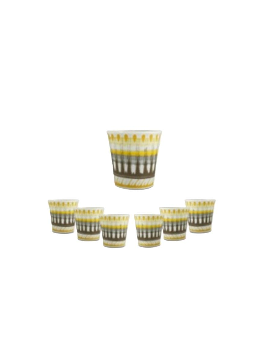 SET 6 BICCHIERINI DA CAFFe' APULIA RAGGIO IN PORCELLANA GIALL