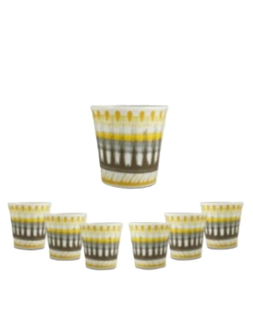SET 6 BICCHIERINI DA CAFFe' APULIA RAGGIO IN PORCELLANA GIALL
