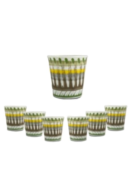 SET OF 6 APULIA RAGGIO COFFEE GLASSES IN GREEN PORCELAIN