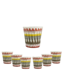 SET OF 6 APULIA RAGGIO COFFEE GLASSES IN RED PORCELAIN