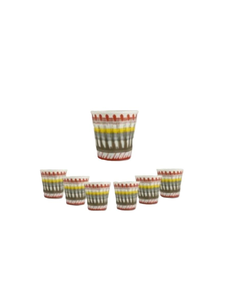 SET OF 6 APULIA RAGGIO COFFEE GLASSES IN RED PORCELAIN